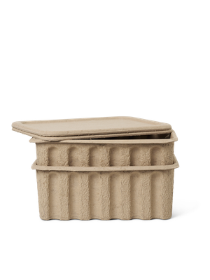 Paper Pulp Box - Set of 2 - Brown
