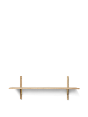 Sector Shelf - Single - Wide - Natural Oak/Brass