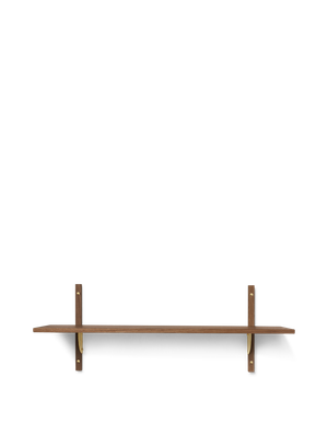 Sector Shelf - Single - Wide - Smoked Oak/Brass