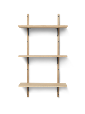 Sector Shelf - Triple - Narrow - Natural Oak/Black Brass