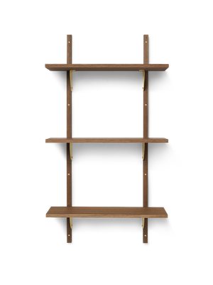 Sector Shelf - Triple - Narrow - Smoked Oak/Brass