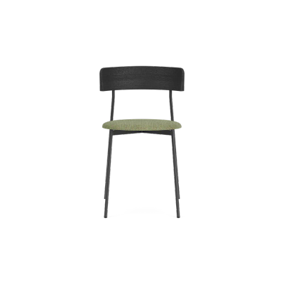 Friday Dining chair no arms - black frame - black back - Cube Light green - 55