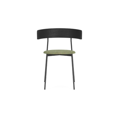 Friday dining chair with arms - black frame - black back - Cube Light green - 55