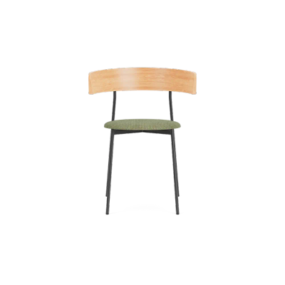 Friday dining chair with arms - black frame - natural back - Cube Light green - 55