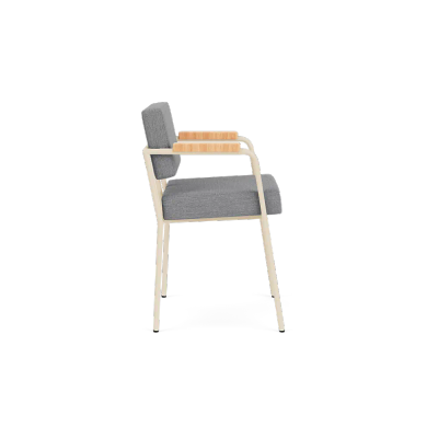 Monday dining chair with arms - sand frame - natural arms - Sydney Light Grey - 91