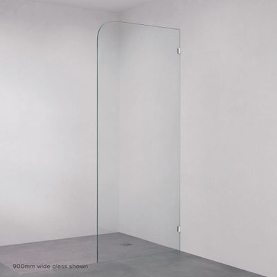 Curved Edge Fixed Frameless Glass Shower Panel, Chrome