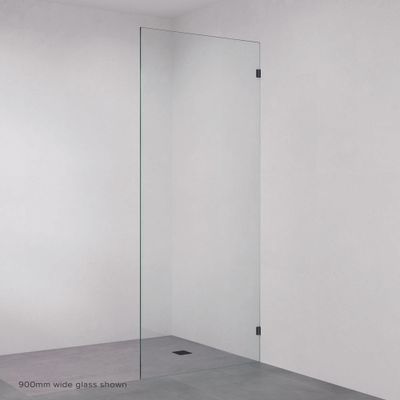 Rectangular Fixed Frameless Glass Shower Panel, Matte Black