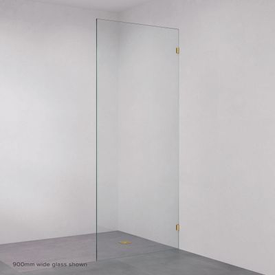 Rectangular Fixed Frameless Glass Shower Panel, Urban Brass
