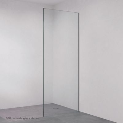 Rectangular Fixed Frameless Glass Shower Panel with Channel, Brushed Nickel