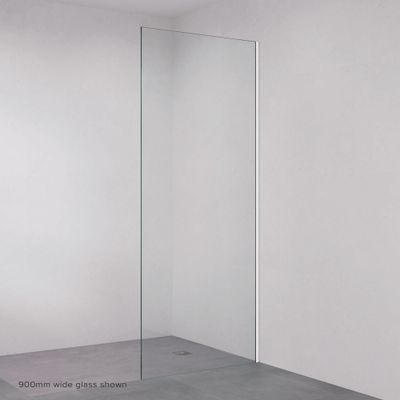 Rectangular Fixed Frameless Glass Shower Panel with Channel, Chrome