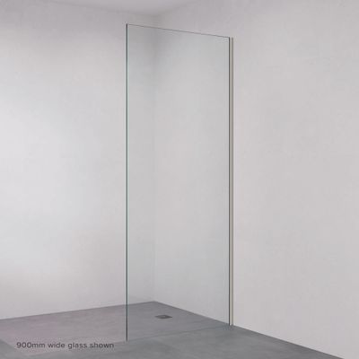 Rectangular Fixed Frameless Glass Shower Panel with Channel, Gun Metal