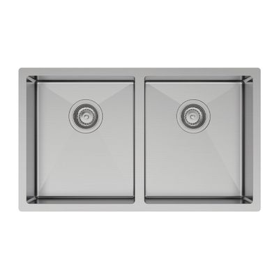 Hana 27L/27L Double Kitchen Sink, Stainless Steel