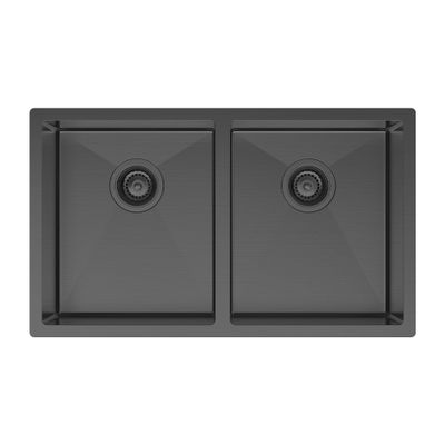 Hana 27L/27L Double Kitchen Sink, PVD Carbon Metal