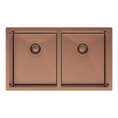 Hana 27L/27L Double Kitchen Sink, PVD Brushed Copper