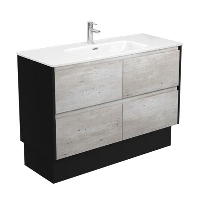 Joli Amato 1200 Industrial Vanity On Kick, Satin Black Panels