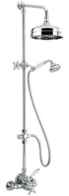 Classic showers External shower bar with shower head in brass Ø 200 mm, thermostatic shower mixer, diverter and shower set
