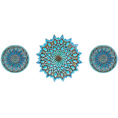 Ceramic wall art SET3 Turquoise circles Moroccan #2