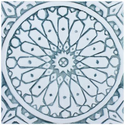Handmade tile aqua white moroccan #1 [20cm/7.8"]