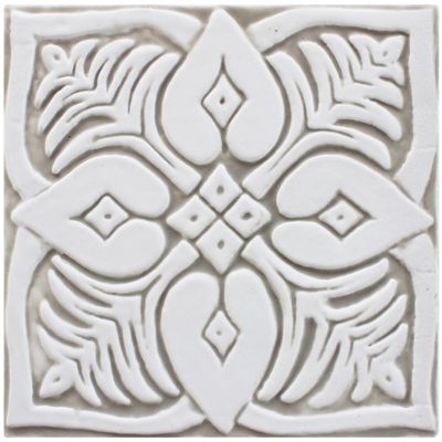 Handmade tile beige white moroccan #3 [15cm/5.9"]
