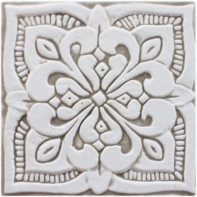 Handmade tile beige white moroccan #4 [15cm/5.9"]