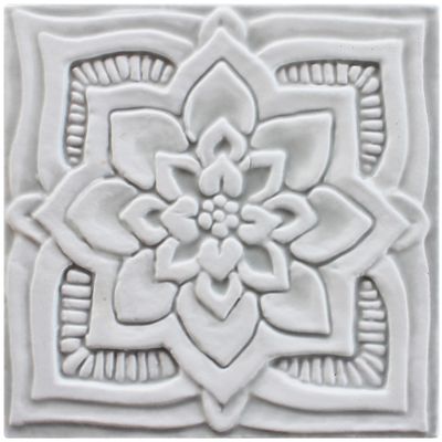 Handmade tile grey mandala #3 [15cm/5.9"]