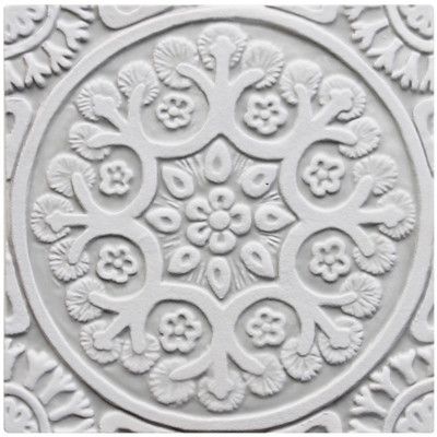 Handmade tile grey suzani #1 [20cm/7.8"]