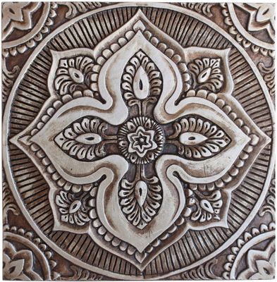 Handmade Tile silver mandala #5 [30cm/11.8"]