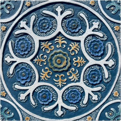 Handmade Tile Teal Suzani #1 [30cm/11.8"]