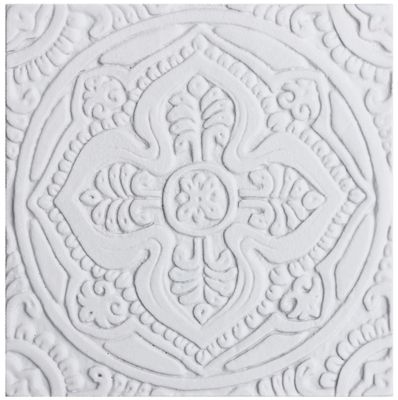 Handmade Tile White Relief Mandala #4 [20cm/7.8"]