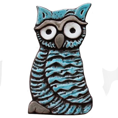 Owlet wall art - large turquoise (19.5x11cm)
