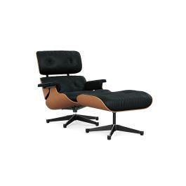 Vitra Eames Lounge Chair & Ottoman Classic Dims A. Cherry Polished with Black Leather Premium Nero