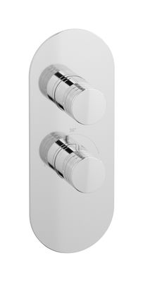 Aqua - 1 way EUA112CCNVN - External part of thermostatic 1 way, round plate, vertical, Vinil handle