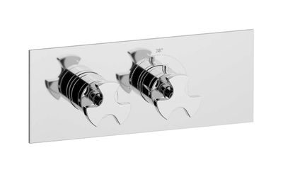 Aqua - 1 way EUA121CCNBT - External part of thermostatic 1 way, square plate, horizontal, belmondo handle