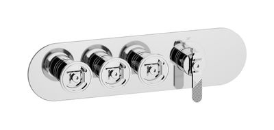 Aqua - 3 ways EUA322CCNB1 - External part of thermostatic 3 ways, round plate, horizontal, bold handle