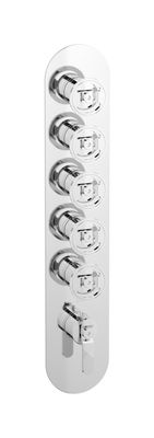 Aqua - 5 ways EUA512CCNB1 - External part of thermostatic 5 ways, round plate, vertical, bold handle