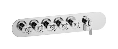 Aqua - 5 ways EUA522CCNB1 - External part of thermostatic 5 ways, round plate, horizontal, bold handle