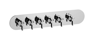 Aqua - 5 ways EUA522CCNOH - External part of thermostatic 5 ways, round plate, horizontal, Soho handle