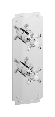Aqua - Diverter 2 ways EUA615CCNHR - External part of thermostatic 2 ways diverter, square plate, vertical, hermes handle