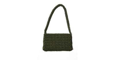 Hand crocheted shoulder bag - 3mm - "Baguette bag" - Olive