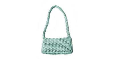 Hand crocheted shoulder bag - 3mm - "Baguette bag" - Turquoise