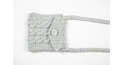 Hand knitted crossbody bag - 3mm - "Nana bag" - Water