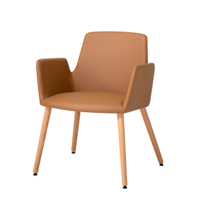 Altea Low backrest armchair with 4 wooden leg base