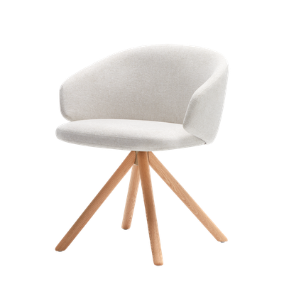 Binar 60 Armchair with low back and 4 spoke wooden swivel base