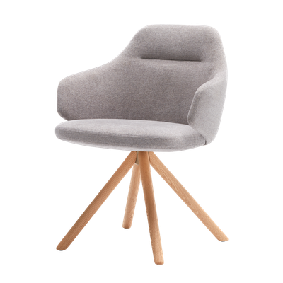 Binar 60 Armchair with medium back and 4 spoke wooden swivel base