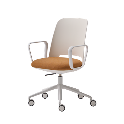 Orus Swivel armchair with 5 spoke base on casters + gas lift + tilt mechanism