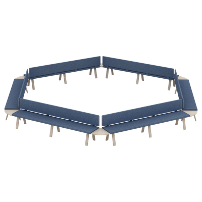 Plania Bench Benches composition with and without backrest using corner top 60º