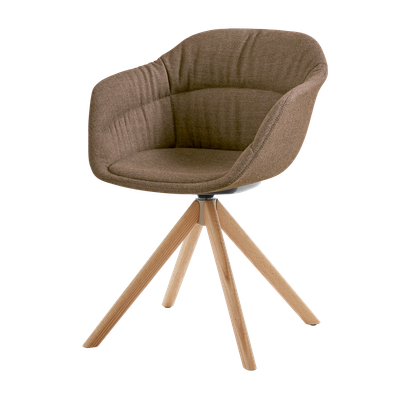 Taia Armchair with 4 spoke wooden swivel base (soft upholstered seat shell)