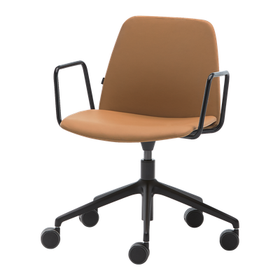 Unnia Tapiz Armchair with 5 spoke aluminum swivel base on casters + gas lift