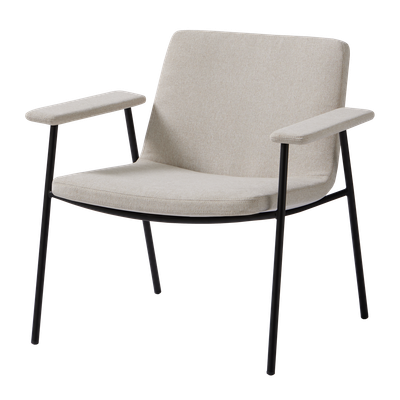 Xail Lounge armchair with low backrest, 4 leg frame and upholstered arms (standard upholstery)