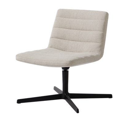 Xail Lounge armchair with low backrest and 4 spoke aluminum base (horizontal stitching upholstery)